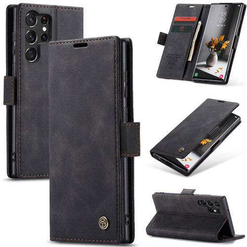 Samsung Galaxy S23 Ultra 5G CaseMe 013 Multifunctional Horizontal Flip Leather Phone Case - Black